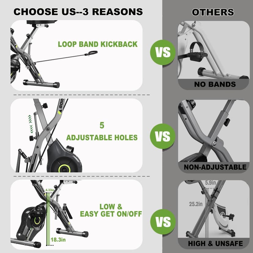 Exercise Bike, 5 in 1 Foldable Stationary Bike for Seniors, 16-Level Adjustable Magnetic Resistance, Indoor Workout Bike with 330LB Capacity, Comfortable Seat Backrest X-bike