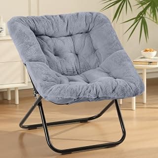 Sweetcrispy Comfy Chair for Adults, Foldable Living Room Chair, Soft Faux Fur Lounge for Bedroom Dorm Rooms, Comfortable Reading Chair for Teens, X-Large