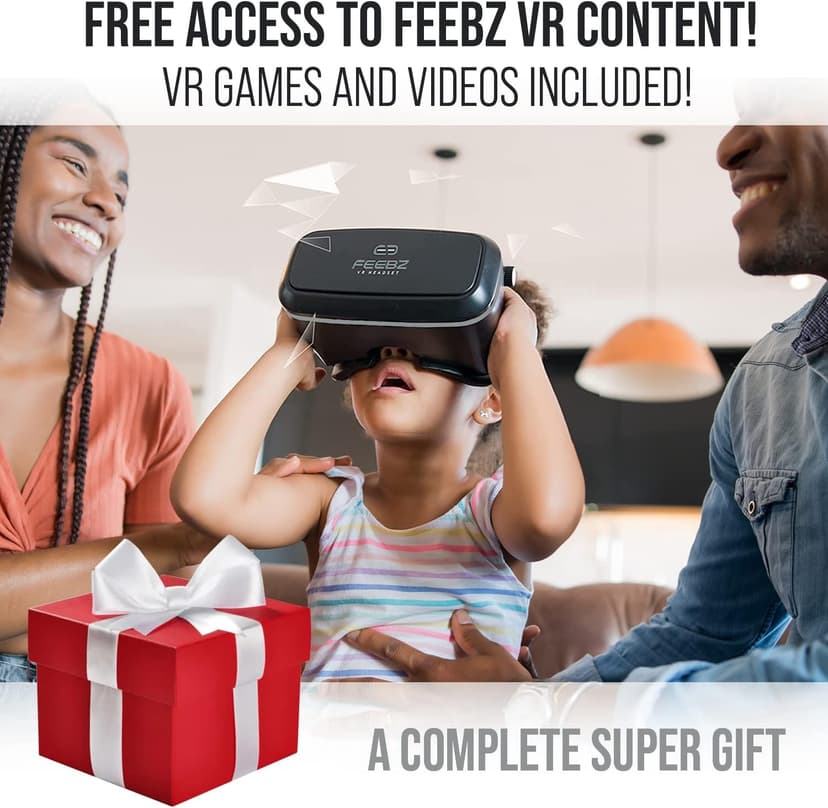 FEEBZ 3D VR Headset for Kids 2.0 + Android Remote - for iPhone & Android Phones | with 3D VR Videos & Apps Links | Virtual Reality Goggles Set for Beginners