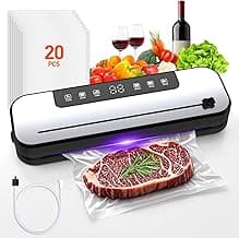 CEROBEAR Food Vacuum Sealer Machine, 75kpa Powerful Food Saver Vacuum Sealer Machine with Cutter, 6-in-1 Automatic Air Sealing for Food Storage, Sous Vide, Meat, Vegetables, Dry/Moist Modes