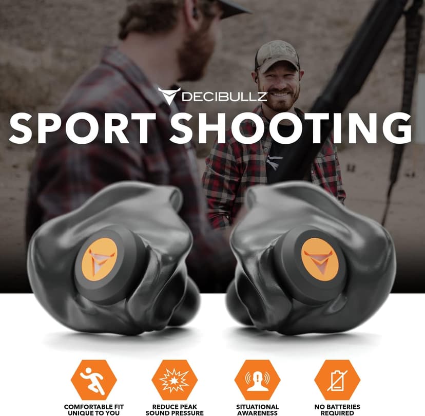 Decibullz Percussive Moldable Earplugs for Hunting & Shooting, Gun Range Hearing Protection for Shooters, Reusable Ear Plugs for Shooting Range