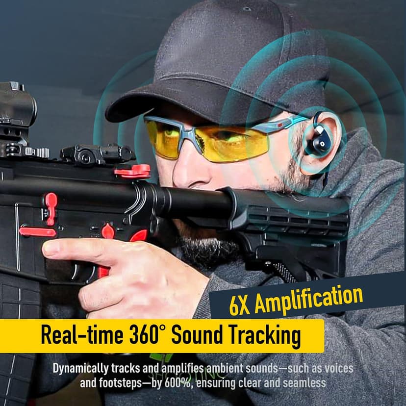 EARMOR Electronic Shooting Ear Protection Bluetooth 5.4, Shooting Ear Buds NRR 26dB Noise Cancelling & 6X Sound Amplication