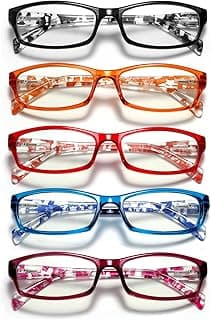 5Pack Reading Glasses for Women - Blue Light Blocking Spring Hinge Computer Readers Anti Glare UV Eyeglasses