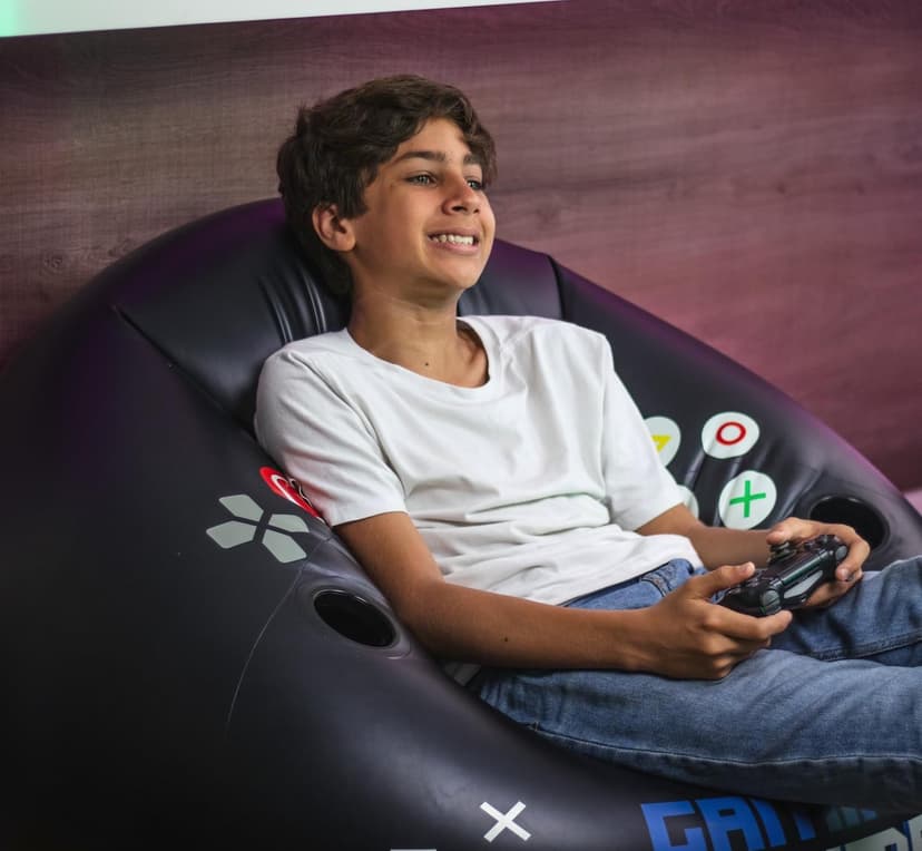Inflatable Gaming Chair for Kids & Teens with Cup Holders and Side Pocket - This Air Gaming Bean Bag Chairs for kids is The Perfect Furniture for Gamer Room Decor - Perfect Gaming Stuff for boys 4-12