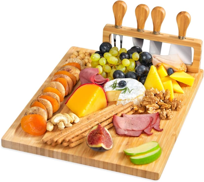 RoyalHouse Bamboo Cheese Board and Charcuterie Boards Set & Serving Tray for Meat, and Wine - Birthday Gifts for Women, Wedding Gifts for Couples 2025, Bridal Shower, Housewarming Gifts New Home