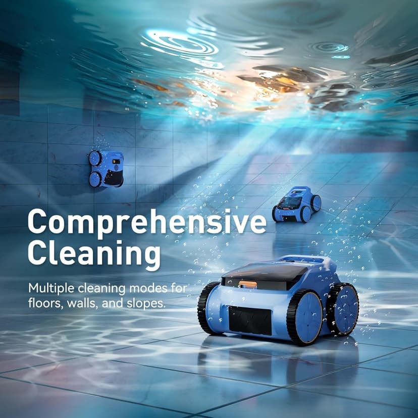 Pool Vacuum for Above Ground Pool, Lasts Up to 180 Mins, Self-Parking, LED Indicator, Wall Climbing Above Ground Pool Vacuum for Inground Pools, Robotic Pool Cleaner for Pools up to 2000 Sq.ft