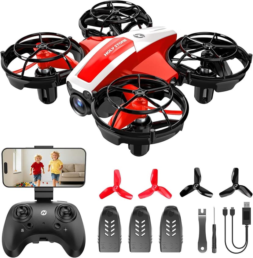 Holy Stone Mini FPV Drone with 1080P HD Camera for Kids & Beginners, RC Nano Quadcopter with Optical Flow Hover, Gesture Control, 3D Flips, 3 Batteries, Great Gift Toy for Boys and Girls, HS210Pro Red