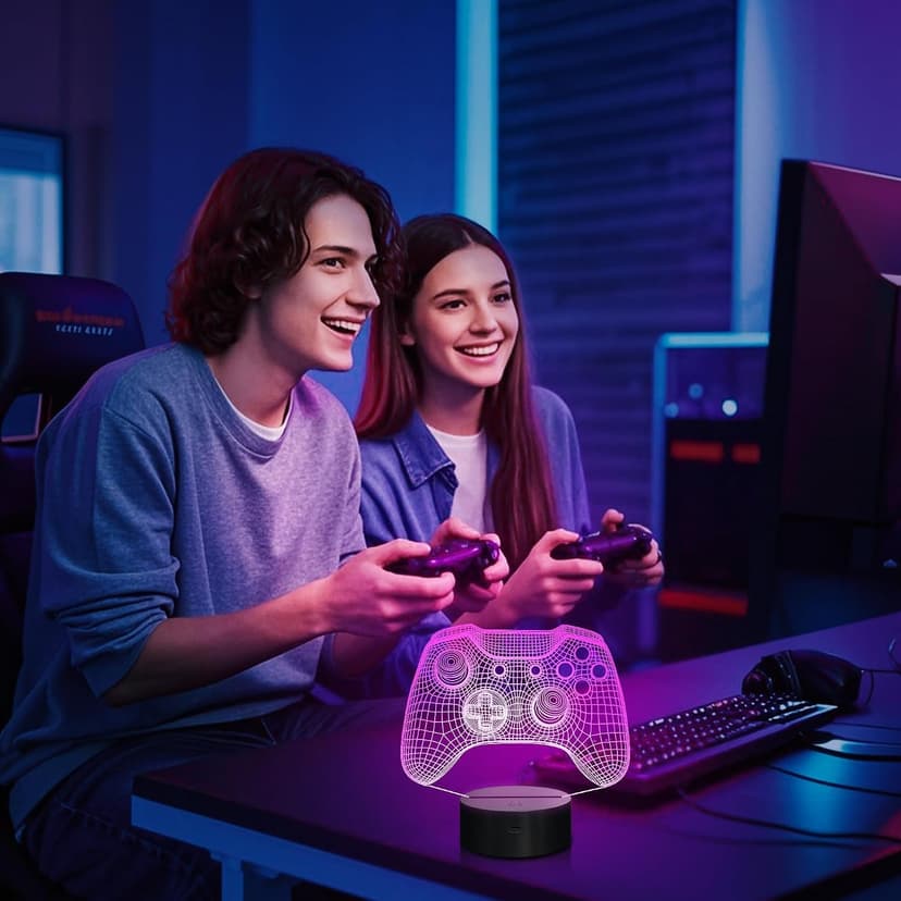 Attivolife Gamepad 3D Illusion Lamp, Controller Night Light with Remote Control + Timer 16 Color Changing Desk Lamp Kids Gamer Room Decor Plug in Best Cool Festival Birthday Gift for Boy Men B08Y5J1ML5