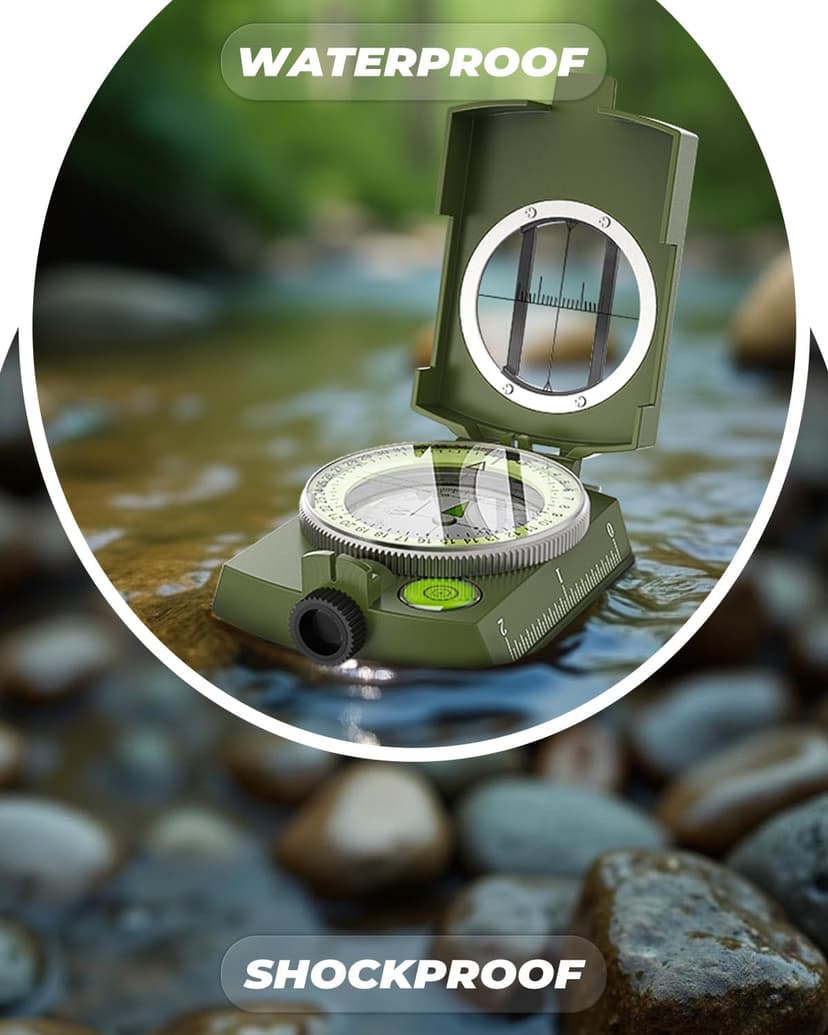 Sportneer Compass: Accurate Durable Lightweight Orienteering Compass with Strap and Carrying Case, Glow in The Dark Waterproof Hiking Essentials for Camping Backpacking, Best Survival Gifts for Kids