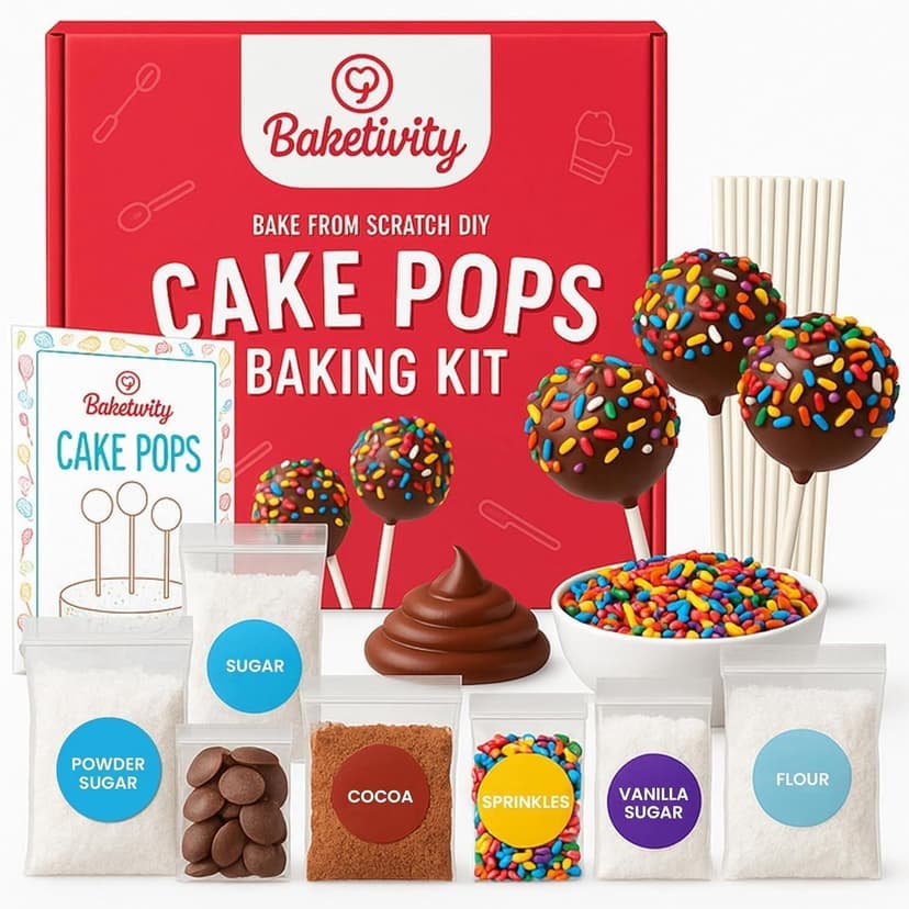 Bake 10–12 Treats with Decorating Supplies, Activity Book, and Simple Recipe Gift Idea for Boys and Girls Ages 4-12 Baketivity DIY Cake Pop Kids Baking Kit with Pre-Measured Ingredients B01L5XL49G
