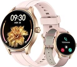 Smart Watches for Women (2 Bands), 1.27" Round Fitness Watch for Android iPhone with Bluetooth Calls (Make/Answer), AI Voice Command, Heart Rate/SpO2/Sleep Monitor, 12 Days Battery, IP68 Waterproof