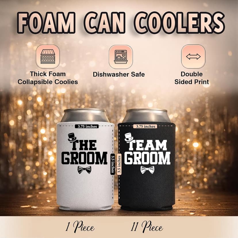 The Groom And Team Groom Can Coolie Holder Bachelor Party Decorations Bachelor Party Favors Bachelor Party Accessories Wedding Favors Gift For Groom Groomsmans Proposal Gifts Black White B08CHMD5PM