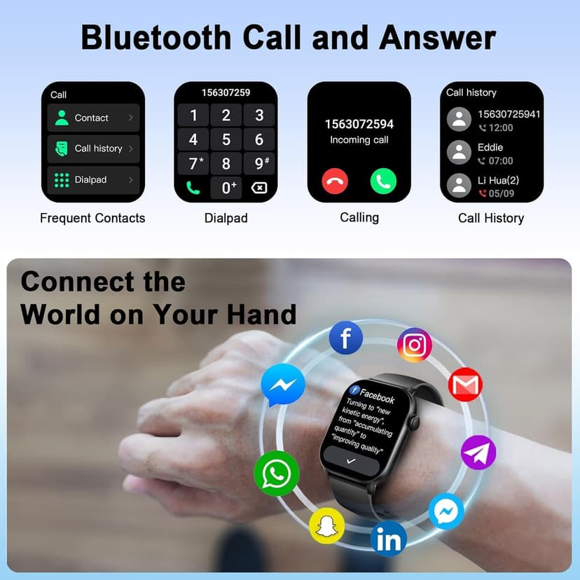 Smart Watch(Answer/Make Call), 1.96" HD Smartwatch for Men Women, 2025 New Fitness Watch with 100+ Sport Modes, Heart Rate/Sleep/SpO2/Calories Monitor, IP68 Waterproof Activity Tracker for Android iOS