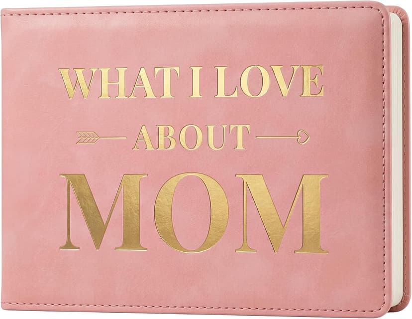 YOELOVE What I Love About Mom Leather Book – A Fill-In-The-Blank Keepsake Journal Gift for Mom Birthday Mother's Day Christmas from Daughter Son