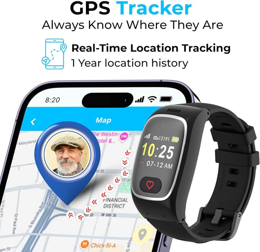 Seculife Smartwatch: Medical Alert Bracelet with GPS Tracker, Fall Detection Smart Watch, 2 Way Calling, SOS Button, Medical Watch, Emergency Device for Seniors, Life Alert System, Elderly Monitoring