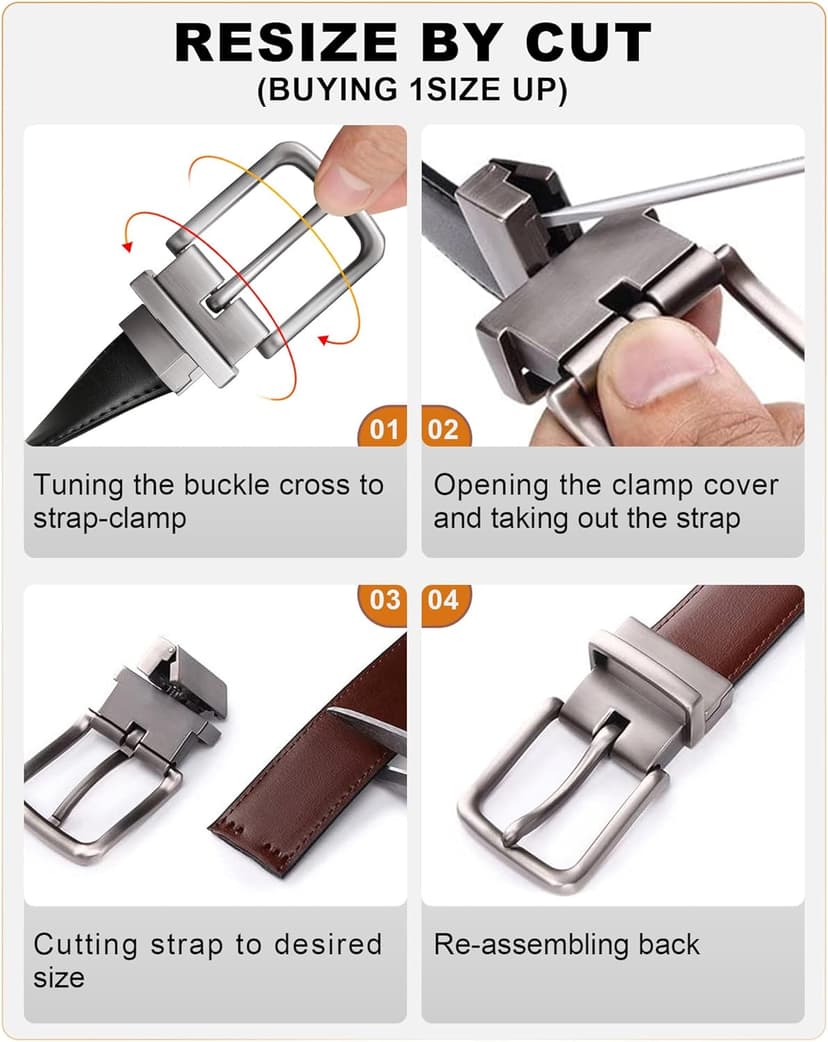 BULLIANT Men's Belt,Reversible Belt Adjustable For Gift Men 1.25”-Cut For Fit-2 Sides in 1 Belt(Not 2)