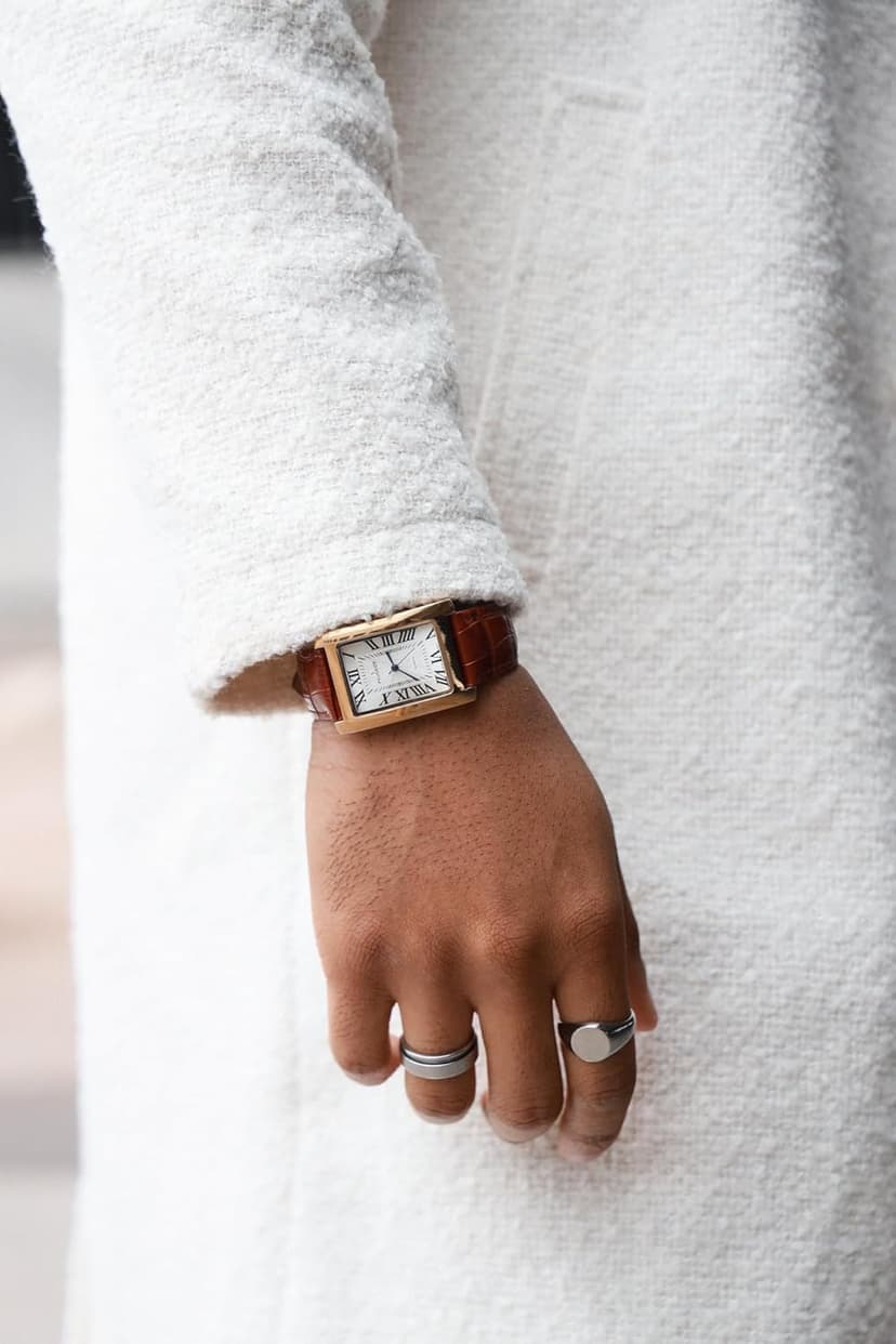 Peugeot Men’s Vintage Tank Shape 14K Gold Plated Wrist Watch with Roman Numeral Dial