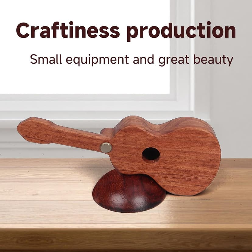 CustomGuitarPlectrumwithBox HomeWoodenDecorativeOrnamentGuitarMusicGiftCarMiniPendantGuitarAccessories Musician'sGuitarPlectrumGiftChristmasUniqueGift (Wood color (flower pear tree))