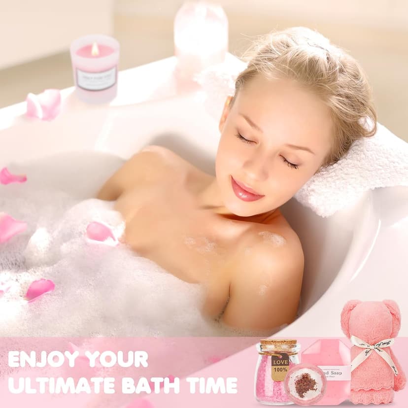 with Luxury Flannel Blanket, Light-up Rose Flower - Unique Self Care Gift Basket for Mom, Wife, Friends Birthday and Get Well Gifts for Women - Relaxing Spa Care Package B0DCN225F9