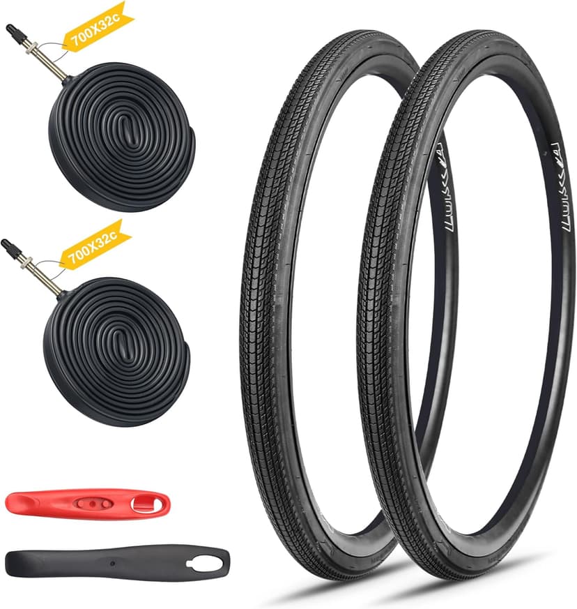 2-Pack 700x28/32/35c Road Bike Tire Set, Foldable Tires with Presta Valve FV48 Inner Tubes and Tires Lever,Suitable for Road Bikes、City Bikes、Touring Bicycle Bike