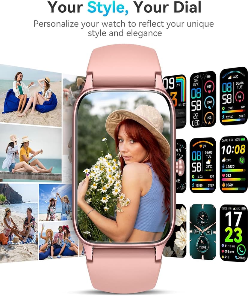 ChronArk Fitness Tracker for Women Men, Activity Smart Watch Compatible with Android iPhone, Step Counter with 110+ Sports, Sleep Monitor, Calorie Counter, IP68 Waterproof (Pink, 1.57)