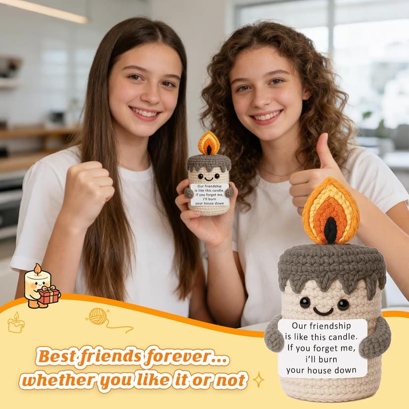 YUEYUQIU Funny Best Friend Birthday Gifts for Women Men, Handmade Crochet Candle Decor, Sarcastic Friendship Presents for Bestie Sister, Cute Birthday Christmas Gag Gift, Dark Humor Desk Accessories B0GHDZ4BJM