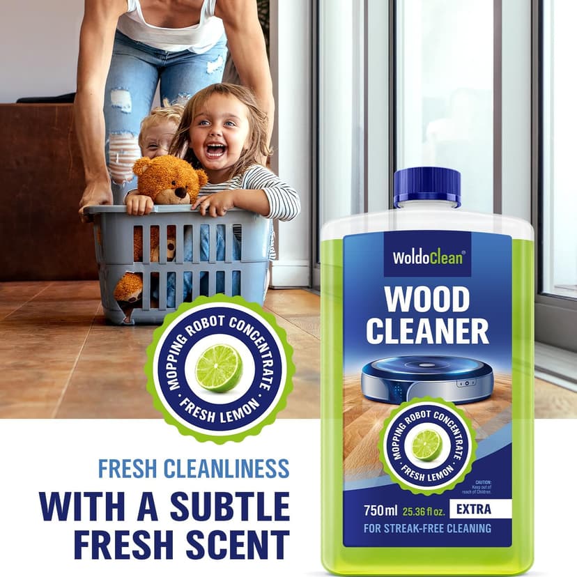 WoldoClean Robot Mop Floor Cleaner Concentrate - safe for Sealed Hardwood, Laminate & LVP Vinyl, 25oz for 75-150 uses