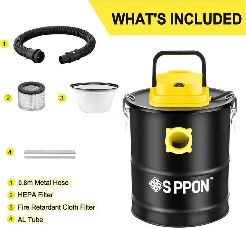 SIPPON Ash Vacuum Cleaner, Pellet Stove Vacuum Cleaner with Blower Function, 800W Powerful Suction 2.6 Gallon All-in-One Ash Vacuum for Fireplaces, Pellet Stoves