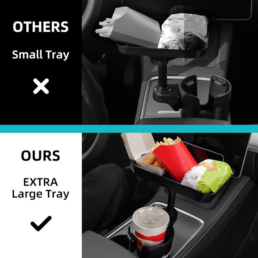 Cup Holder Expander Adapter for Car, Road Trip Essentials, Car Accessories Fits Owala, Yeti, Large Bottles 16-46 oz DYLEN Car Cup Holder Tray, 9.5”Detachable Car Food Tray Table for Eating B0DGSZDNCJ