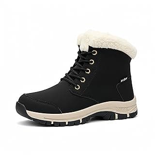 KVOW Women's Waterproof Insulated Winter Hiking Boots,Cute Snow Boots for Women Warm Comfortable Anti-Slip Ankle Boots for Outdoor Work,Walking & Cold Weather