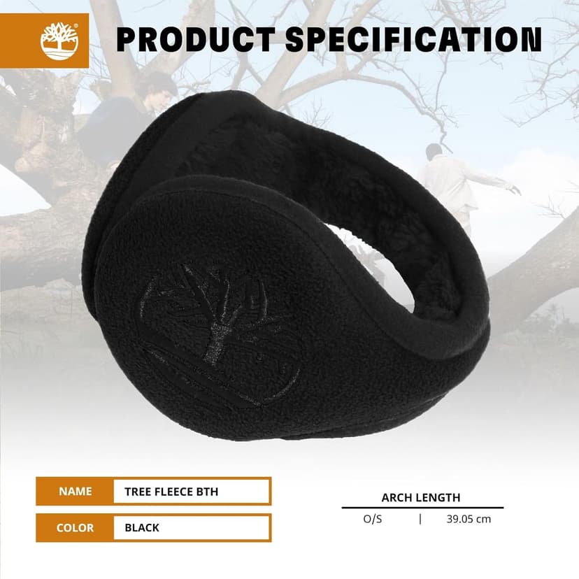 Timberland Men’s Foldable Tree Logo Ear Muffs - One Size, Soft Inner Cushion for Warmth, Easy to Carry, Cold Weather Fit