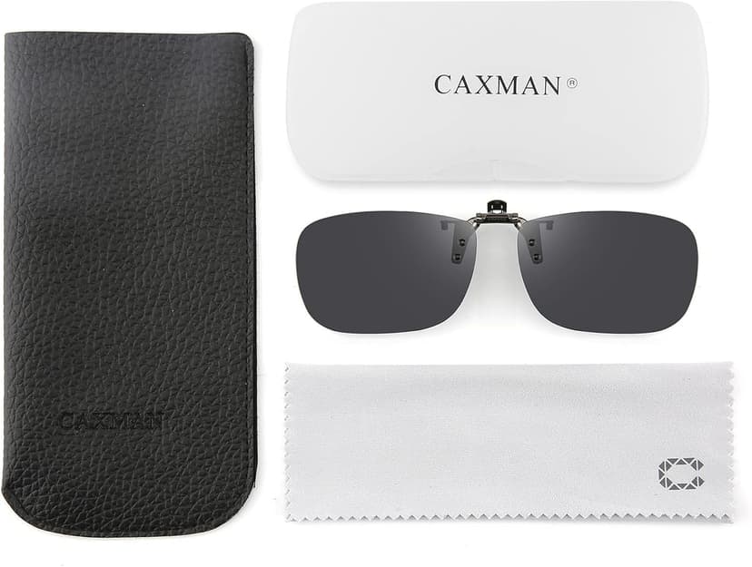 CAXMAN Polarized Clip On Sunglasses Over Prescription Glasses for Men Women UV Protection