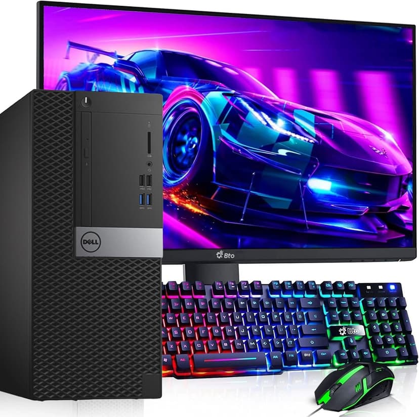 Dell Gaming Tower Desktop PC – Intel Core i5-6500 6th Gen – 16GB DDR4 RAM – 256GB SSD – 500GB HDD – GeForce GT 1030 – 22" Monitor – RGB Keyboard & Mouse – Windows 11 Pro – Gaming Computer (Renewed)