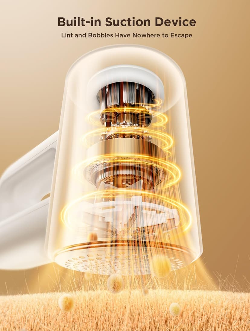 Rechargeable Fabric Shaver, Lint Remover for Clothes, Lint Shaver 6-Leaf Blades, 3-Speeds Lint Shaver with LED Display for Effortless Fuzz & Pill Removal for Clothes, Sweaters, Furniture, White