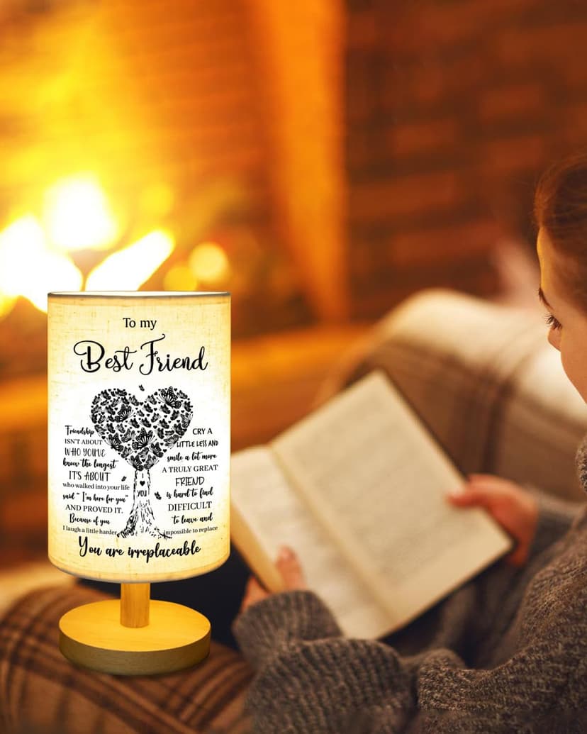Best Friend Birthday Gifts for Women, to Bestie Fabric Table Lamp B0GH8LWVQR