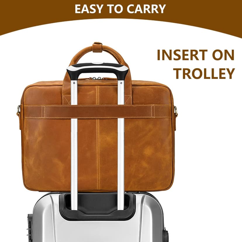 Personalized Leather Bag for Men, Full Grain Handcrafted Leather Briefcase with Multiple Compartments, Custom Business Laptop Messenger Bags,Top Choice Gifts for Birthdays, Christmas, Graduation