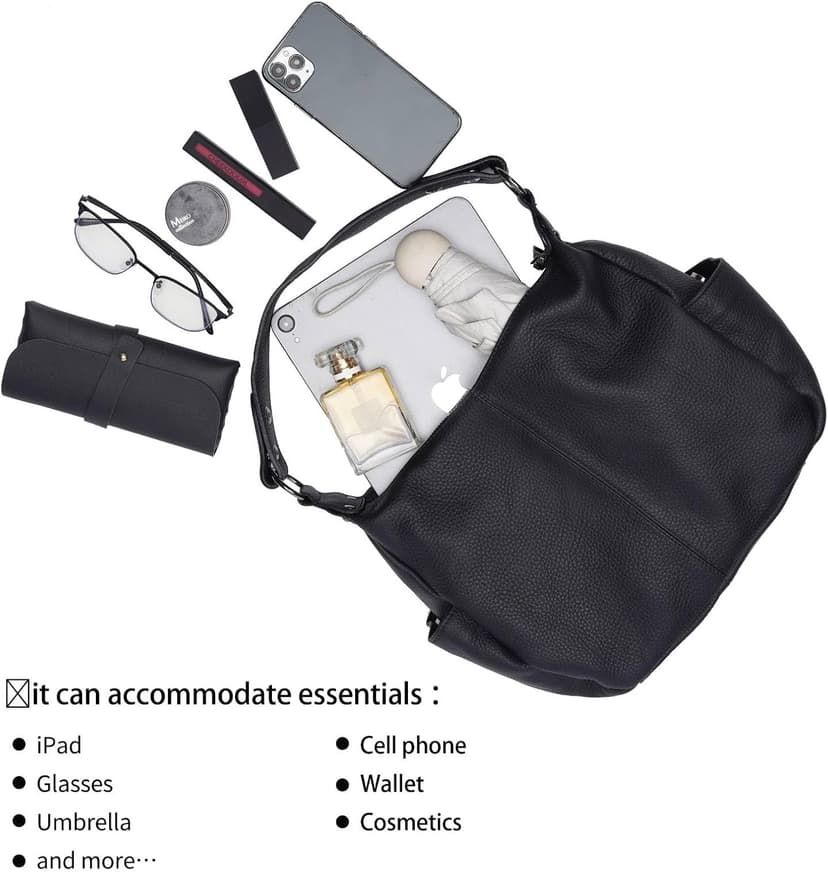 Dulcet Project Genuine Leather Purses for Women Hobo Crossbody Bags Casual Work Shoulder Bag with Adjustable Strap