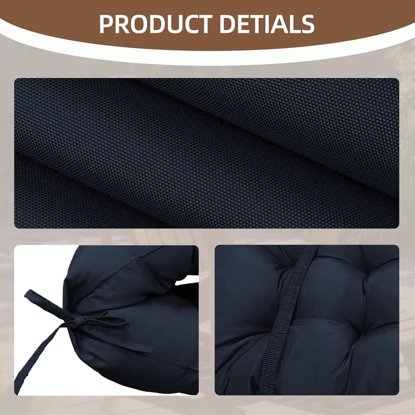 Outdoor Adirondack Chair Cushions Set of 2, 44x19x4 Inch Rocking Chair Cushion, High Back Patio Soft Seat Pad with Ties, Indoor Outside Use, Fade-Resistant & Waterproof, Dark Blue