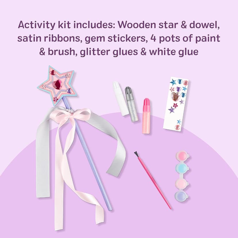 27 Piece Arts & Crafts Activity, Princess Pretend Play, Wooden Star, Paint, Gems, Ribbons, Preschool Toys for Kids, Ages 4+ Melissa & Doug Created by Me Princess Wand Wooden Craft Kit B00S6UZUSS