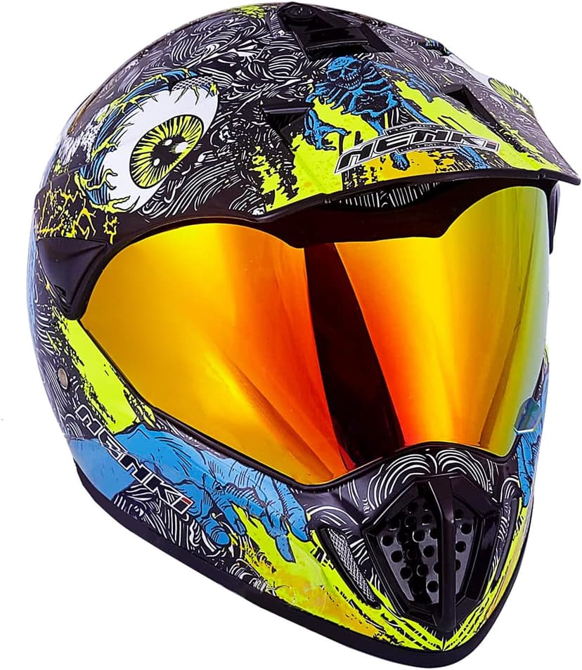 Dirt Bike Helmets ATV MX Motocross Four Wheeler Helmets for Adults Dual Sport Off Road Motorcycle Helmets for Men Women Full Face Helmet Dot Approved Color Red Shield