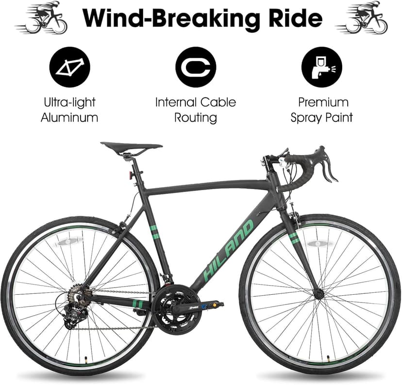 HILAND 700c Road Bike 14 Speed, Aluminum Frame Racing Bike, City Commuter Bicycle for Men Women