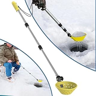 Huntury Retractable Ice Fishing Scoop Skimmer, Ice Scooper, Long Length, and Larger Spoon, No More Bending Over to Scoop Out Ice While Ice Fishing