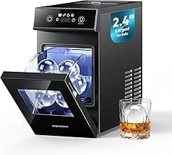 EUHOMY 2.4" Ice Ball Maker Countertop, 2Pcs Ready in 60Mins, 48Pcs/Day, 8H Timer, Self-Cleaning Sphere Ice Maker Machine with Crystal Clear Ice, Round Ice Cube Maker for Whiskey & Bourbon