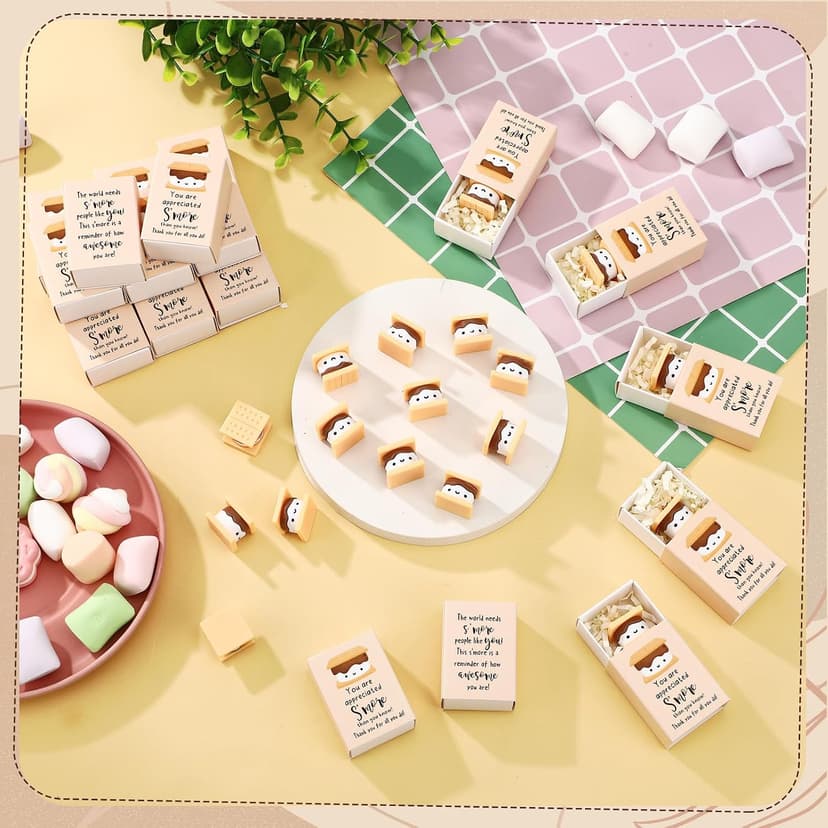 for Food Service Week Customer Service Week Vet Tech, Office Party Favor with Box, Thank You for Coworker Staff Team Teacher Wettarn 24 Sets Employee Appreciation Gifts S'more Gift Bulk, Marshmallow B0DLNH8JPN