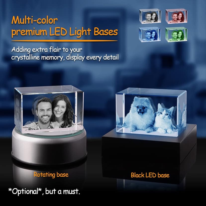 3D Crystal Photo, Christmas Personalized Gift,Customized Gifts for Wife, Women, Him, Her, Dad and Mom. Custom Picture Gifts for Christmas, Father's Day, Birthday, Wedding, Anniversary, Memorial, Picture Gift for Pet Lovers.