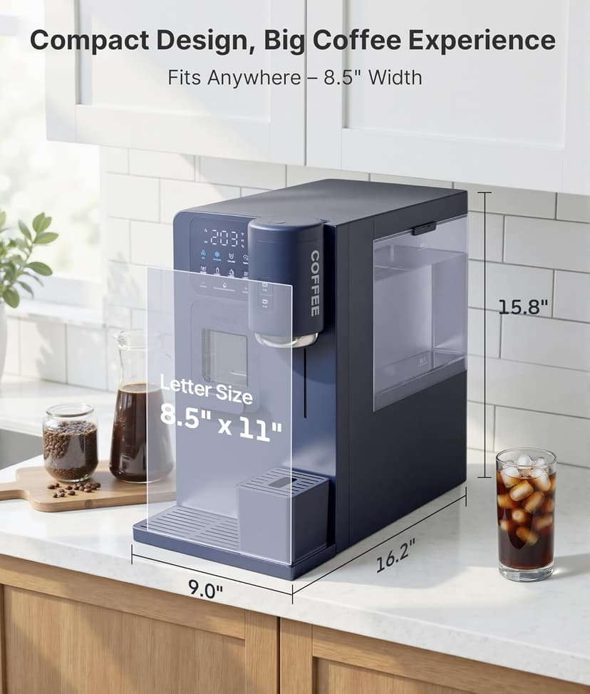 3-in-1 Water Dispenser with Ice Maker – Compact Coffee Brewer, K-Cup® Pod Compatible, Hot/Cold/Warm Water, Adjustable Water Volume, Bullet Ice Ready in 8–12 Minutes, for Home & Office