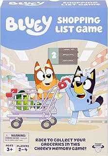 Bluey Shopping List Game, Join Bluey, Bingo, Bandit & Chilli On A Fun Supermarket Adventure, Race to Fill Your Trolley in This Fun Memory and Matching Game, for Ages 3+, 2-4 Players