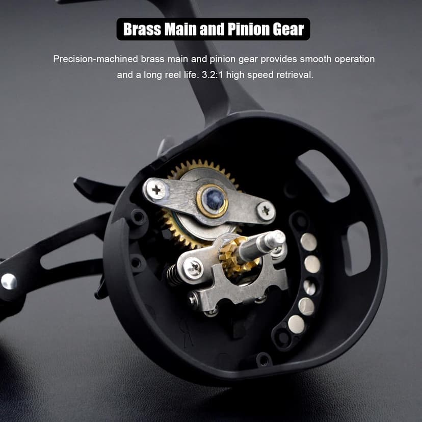 Inline Ice Fishing Reel, 3.2:1 High Speed Gear Ratio, 3+1 Anti-Reverse Ball Bearings, Magnetic Brakes, Lightweight Graphite Frame with a CNC Aluminum Spool for Winter Fishing