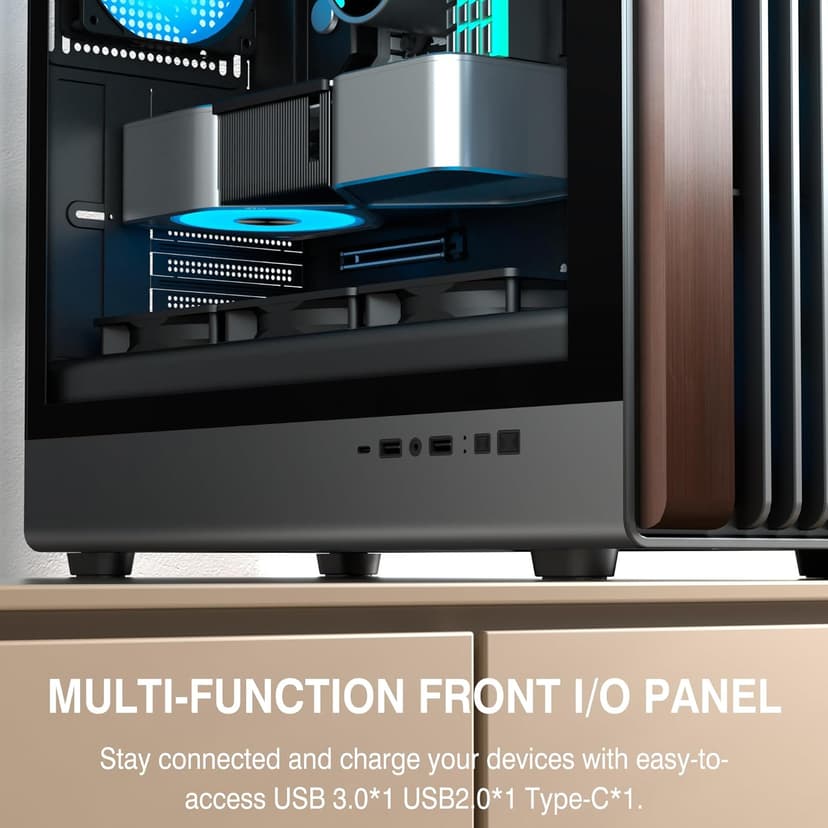 FOIFKIN M2 PC Case -Genuine Walnut Wood Front Panel Pre-Installed 7 PWM ARGB Fan (3x140mm+4x120mm), 360MM RAD Support, ATX Mid-Tower Gaming PC Case, with Type-C,FOIFKIN (Black, M2)