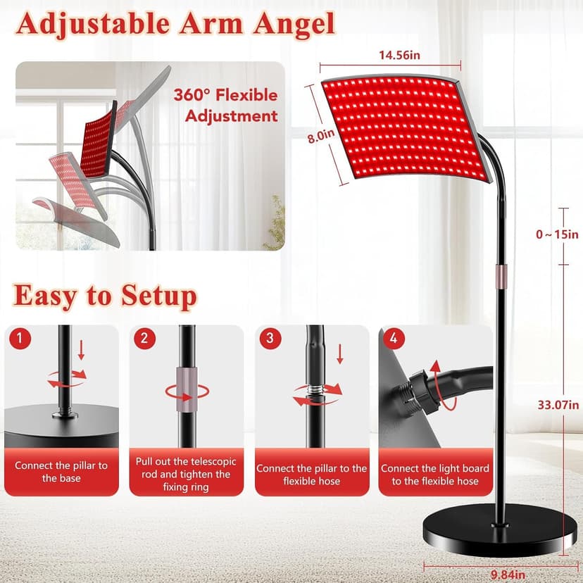 Red Light Therapy for Body Face Infrared Light Therapy for Body with 660nm & 850nm Near Infrared LED Red Light Therapy Panel at Home Protective Glasses for Home Use, Gift for Women Girl B0FH6FN9ZL